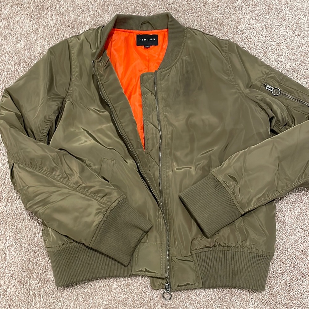 Olive green bomber jacket